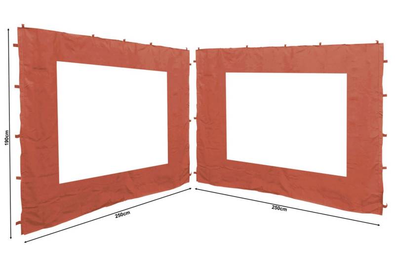 Quick Star Pavillonseitenteil 2 Seitenteile 250x190cm mit Fenster Rotorange RAL 2001, 250x190 cm, Fenstergröße ca. 158x110 cm von Quick Star