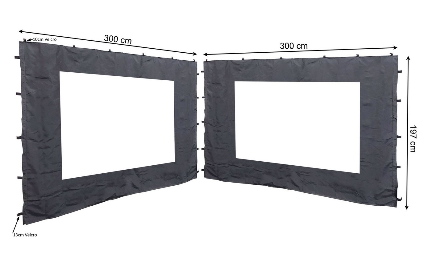 Quick Star Pavillonseitenteil 2 Seitenteile mit PE Fenster 300x197cm Anthrazit Quick Star Pavillonseitenteil 2 Seitenteile mit PE Fenster 300x197cm Anthrazit von Quick Star