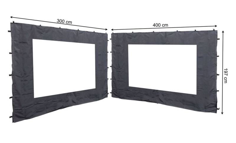 Quick Star Pavillonseitenteil 2 Seitenteile mit PE Fenster Rankpavillon 3x4 Anthrazit, Transluzent von Quick Star