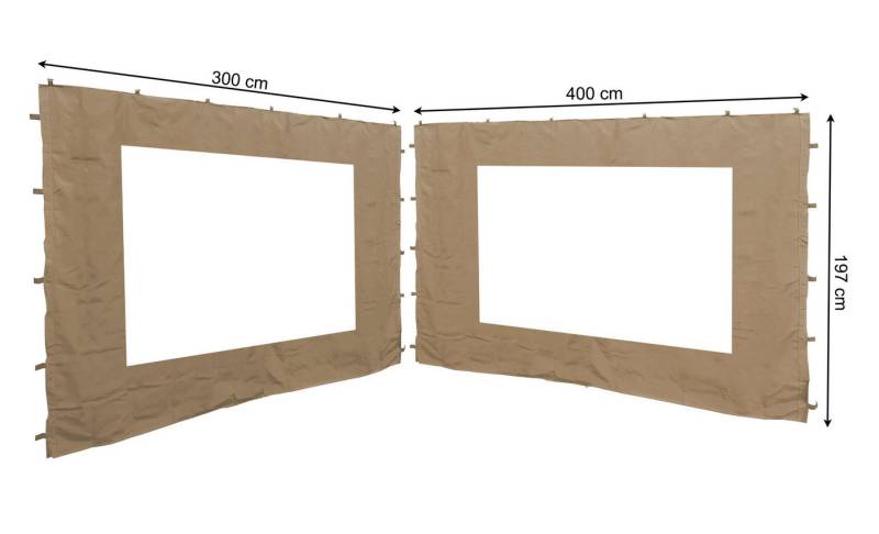 Quick Star Pavillonseitenteil 2 Seitenteile mit PE Fenster zu Blätterpavillon 3x4 Sand von Quick Star