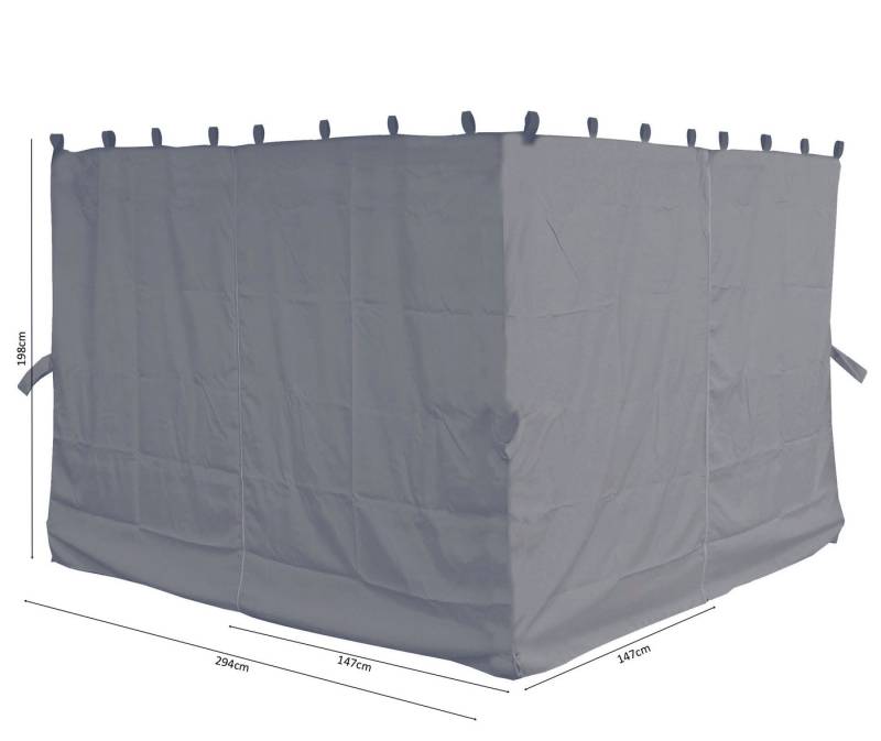 Quick Star Pavillonseitenteil Seitenwand-Set Firenze Grau, Die Komplettlänge des Sets beträgt ca. 11,70m. von Quick Star