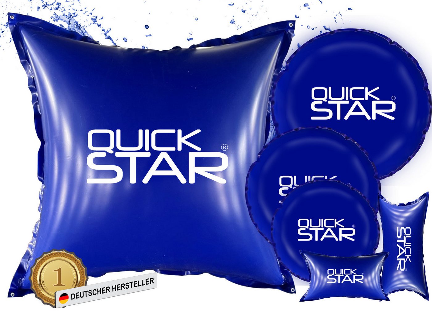 Quick Star Pool-Abdeckplane Poolkissen, PVC Winter Pool Luftkissen, 4 Seile & Reparaturset Quick Star Pool-Abdeckplane Poolkissen, PVC Winter Pool Luftkissen, 4 Seile & Reparaturset von Quick Star