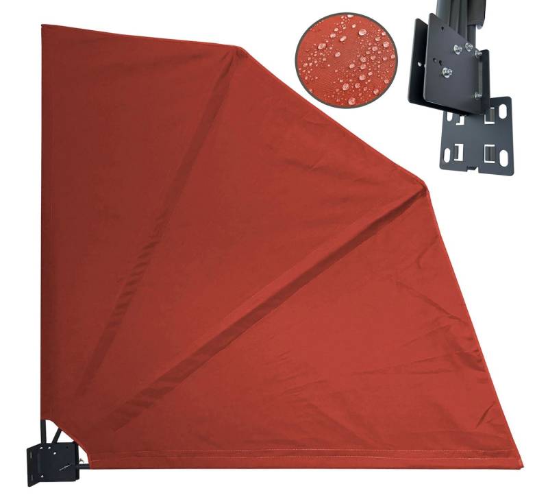 Quick Star Sichtschutzfächer Sichtschutz Fächer 115x115cm Rotorange RAL 2001 (1-St) Separate Wandplatte von Quick Star
