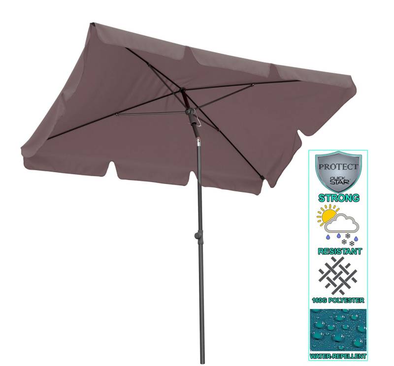 Quick Star Sonnenschirm Balkon Sonnenschirm 200x125cm Rechteckig, LxB: 125x200 cm, Einstellbar von Quick Star
