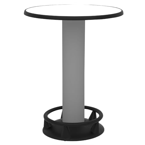 Quick-Table, Stehtisch, rund, Ø85cm, Höhe 110cm, wetterfest, stoß- und Kratzfest, Bistrotisch für Innen- und Außen (ohne Sonnenschirmöffnung, Silber) von Quick-Table