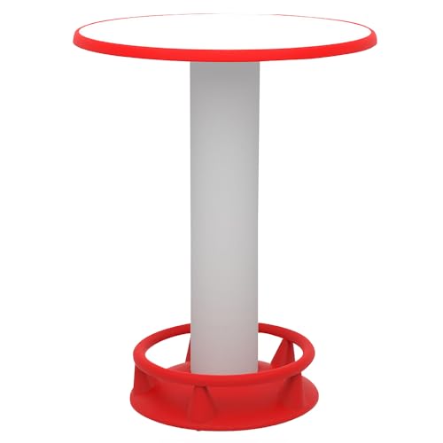 Quick-Table, Stehtisch, rund, Ø85cm, Höhe 110cm, wetterfest, stoß- und Kratzfest, Bistrotisch für Innen- und Außen (ohne Sonnenschirmöffnung, rot/weiß) von Quick-Table