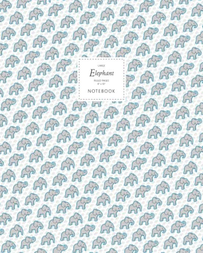 Elephant Notebook - Ruled Pages - 8x10 Notizbuch - Large (Blue) von Quick Witted Coconut