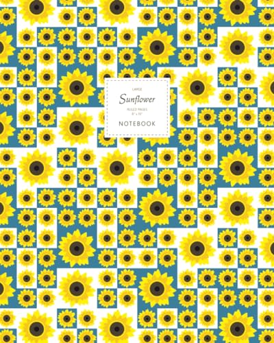 Sunflower Notebook - Ruled Pages - 8x10 Notizbuch - Large (Blue) von Quick Witted Coconut