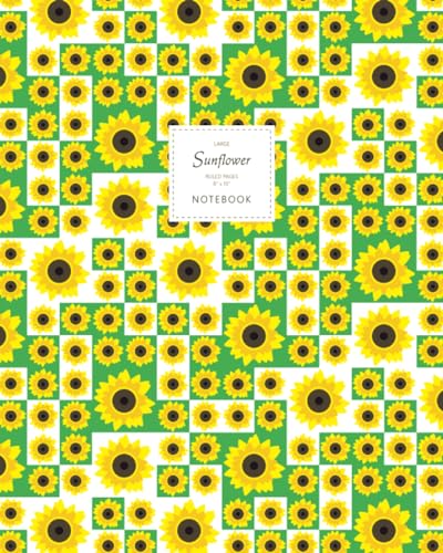 Sunflower Notebook - Ruled Pages - 8x10 Notizbuch - Large (Green) von Quick Witted Coconut