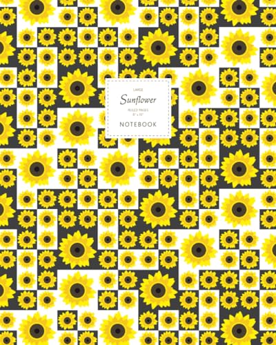 Sunflower Notebook - Ruled Pages - 8x10 Notizbuch - Large (Grey) von Quick Witted Coconut