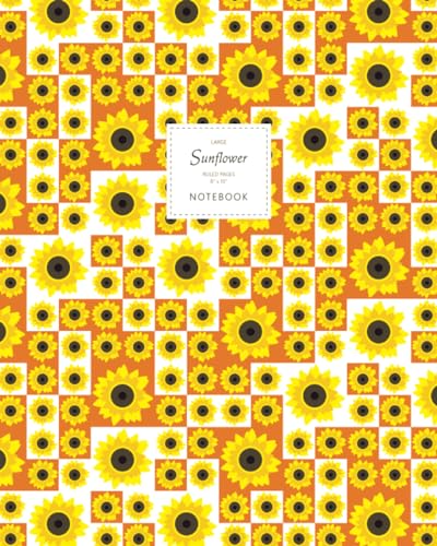 Sunflower Notebook - Ruled Pages - 8x10 Notizbuch - Large (Orange) von Quick Witted Coconut
