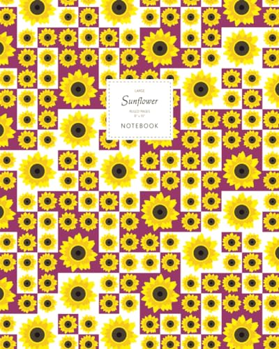 Sunflower Notebook - Ruled Pages - 8x10 Notizbuch - Large (Plum) von Quick Witted Coconut