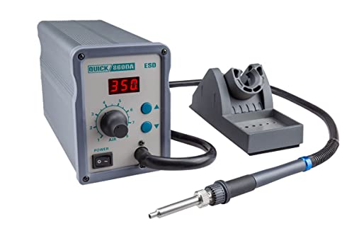 QUICK 860DA Profi Heißluft Lötstation Set digital regelbar 120 Watt Temperaturbereich 100 - 450 °C SMD Reworkstation / Kalibrierfunktion / Standby / Auto-Kühlsystem von Quick