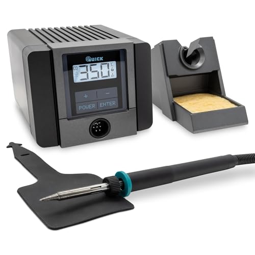 QUICK TS1100 digital regelbare Lötstation ESD 70-90 Watt 200-450°C professionell sensorgeregelt SMD Lötstation kalibrierbar mit 3 Fest-Temperatur-Speichern und 0,5mm Lötspitze von Quick
