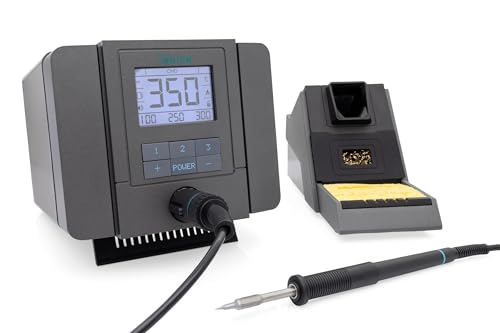 QUICK TS8 digital regelbare ESD Lötstation 150 Watt inkl. Lötkolben mit 0,1 mm Rapid-Kartuschen-Lötspitze in 3 s auf 300°C | Zubehör | SMD Lötstation kalibrierbar mit 3 Temperatur-Speicher von Quick