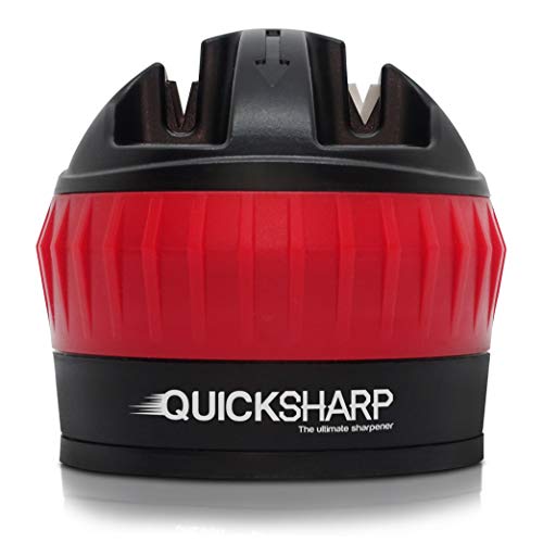 QuickSharp PRO Messerschärfer mit Sicherheits Saugnapf | Professionelle Ergebnisse leicht gemacht | Rot von QuickSharp
