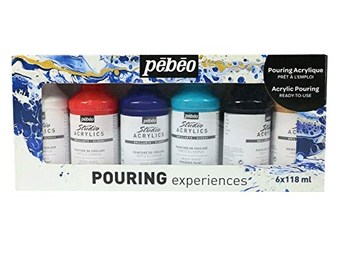 Pebeo Acrylfarbe-Set, 6 Flaschen à 118 ml, flüssig, glänzend von Quickdraw