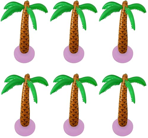 Quickdraw 6 X Aufblasbar Palme Kokosnuss Baum 90cm Hawaiianisch Sommer Strand Gartenparty Prop von Quickdraw