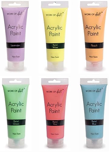 Quickdraw Set Von 6 Pastellfarben 75ml Acryl Farbe Tuben Ungiftig für Künstler von Quickdraw