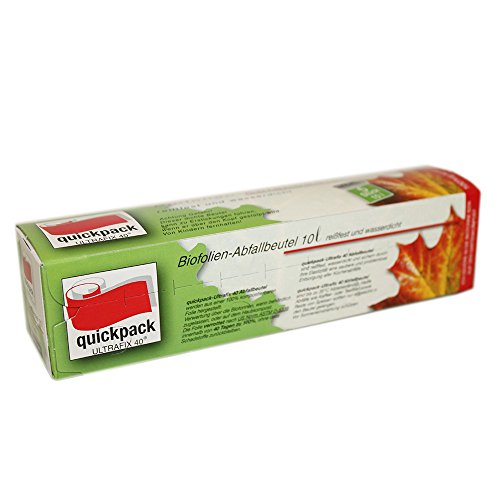 Quickpak Biofolie Müllbeutel 10L 46x52cm (5St), Umweltfreundlich, Wegwerfbar, Bioplastik, Selbstklebend, Rot, Rechteckig von Quickpak