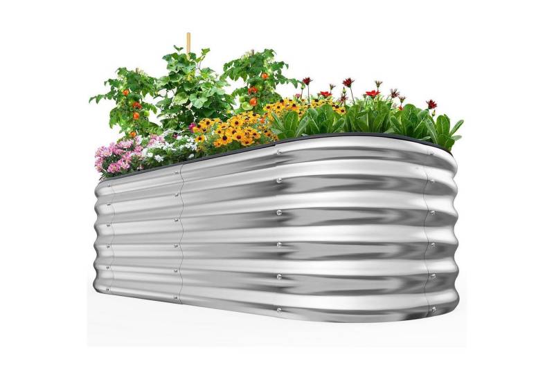 Quictent Hochbeet Hochbeet Metall Pflanzbeet Stabiles Frühbeet 201x107x62cm Silber Quictent Hochbeet Hochbeet Metall Pflanzbeet Stabiles Frühbeet 201x107x62cm Silber von Quictent