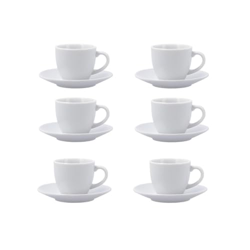 Quid New Renova Set mit 6 Tassen mit Untertasse, Porzellan, 9 cl, mikrowellengeeignet, recycelbar von Quid