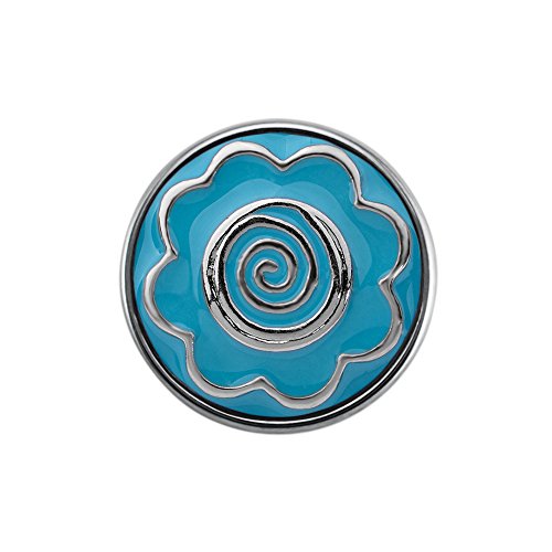 Quiges Damen Click Button 18mm Chunk Blaue Blume Ornament für Druckknopf Zubehör von Quiges