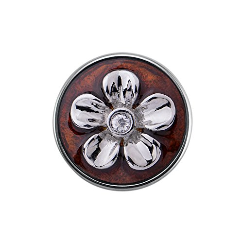Quiges Damen Click Button 18mm Chunk Blume Braun für Druckknopf Zubehör von Quiges