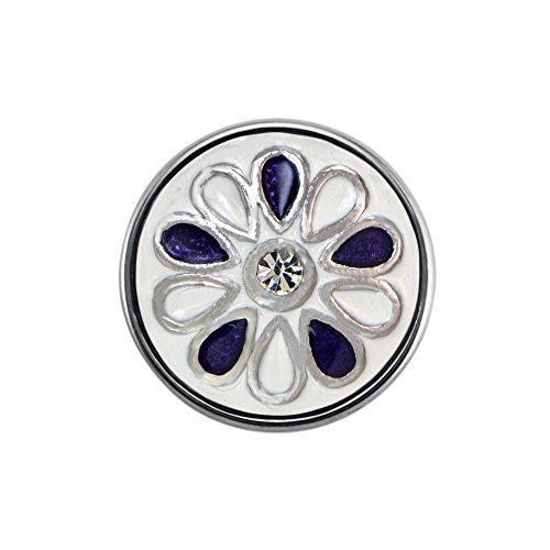 Quiges Damen Click Button 18mm Chunk Blume Mehtfarbig mit Zirkonia für Druckknopf Zubehör von Quiges