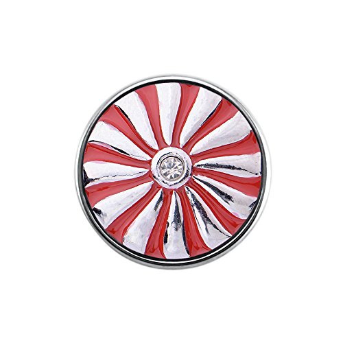Quiges Damen Click Button 18mm Chunk Blume Symbol Rot mit Zirkonia für Druckknopf Zubehör von Quiges