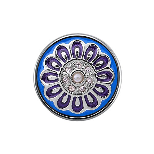 Quiges Damen Click Button 18mm Chunk Farbige Zirkonia Blume Symbol für Druckknopf Zubehör von Quiges