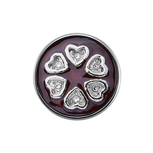 Quiges Damen Click Button 18mm Chunk Herzen Braun für Druckknopf Zubehör von Quiges