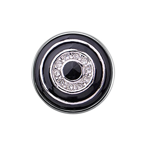 Quiges Damen Click Button 18mm Chunk Kreise Schwarz mit Zirkonia für Druckknopf Zubehör von Quiges