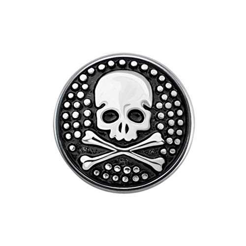 Quiges Damen Click Button 18mm Chunk Piraten Schädel Symbol für Druckknopf Zubehör von Quiges