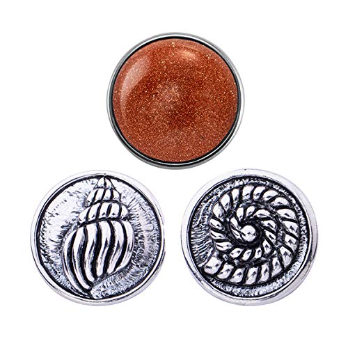 Quiges Damen Click Button 18mm Chunk Set 3 Stücke Maritim Motiv für Druckknopf Zubehör von Quiges