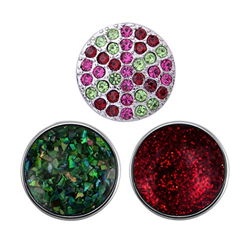Quiges Damen Click Button 18mm Chunk Set 3 Stücke Mehrfarbig Motiv für Druckknopf Zubehör von Quiges