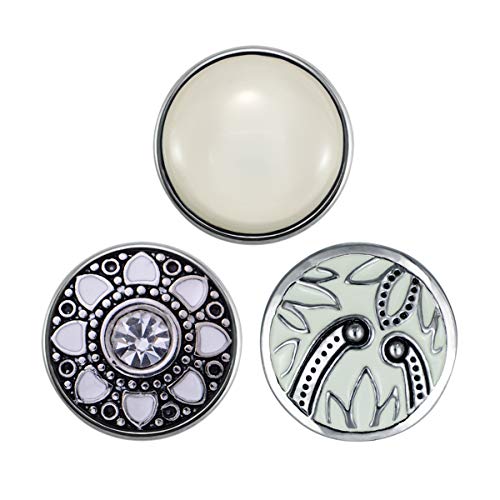 Quiges Damen Click Button 18mm Chunk Set 3 Stücke Weiß Motiv für Druckknopf Zubehör Quiges Damen Click Button 18mm Chunk Set 3 Stücke Weiß Motiv für Druckknopf Zubehör von Quiges