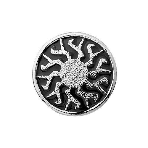 Quiges Damen Click Button 18mm Chunk Sonne Symbol Versilbert Schwarz für Druckknopf Zubehör von Quiges