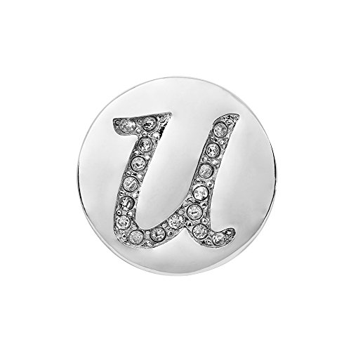 Quiges Damen Click Button 18mm Chunk Versilbert Alphabet U Glänzend für Druckknopf Zubehör von Quiges
