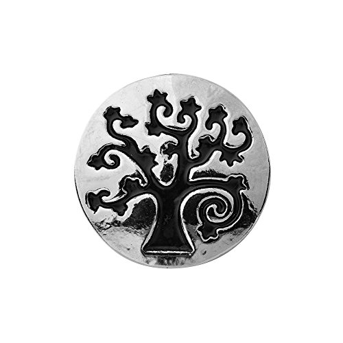 Quiges Damen Click Button 18mm Chunk Versilbert Baum Schwarz für Druckknopf Zubehör von Quiges