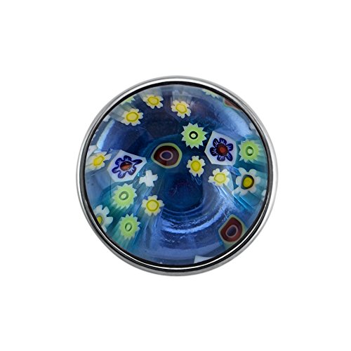 Quiges Damen Click Button 18mm Chunk Versilbert Blaue Blumen Glas für Druckknopf Zubehör Quiges Damen Click Button 18mm Chunk Versilbert Blaue Blumen Glas für Druckknopf Zubehör von Quiges
