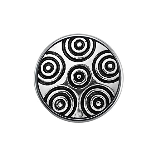 Quiges Damen Click Button 18mm Chunk Versilbert Kreise Symbole für Druckknopf Zubehör von Quiges