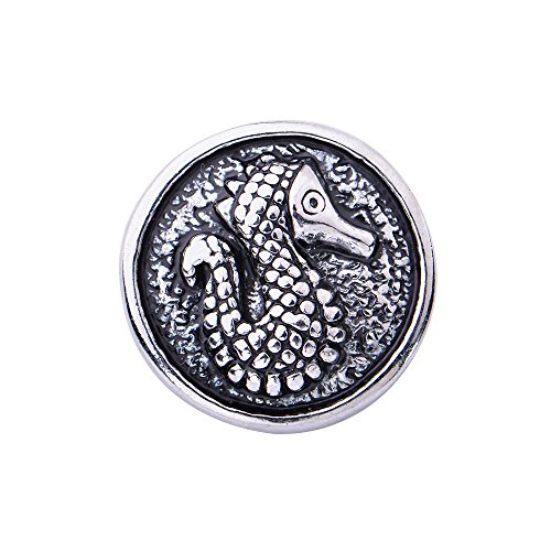 Quiges Damen Click Button 18mm Chunk Versilbert Seepferdchen für Druckknopf Zubehör von Quiges