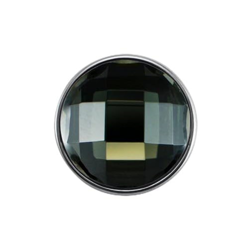 Quiges Damen Mini Click Button 12mm Schwarze/Dunkelgrüne Geschliffenem Glas von Quiges