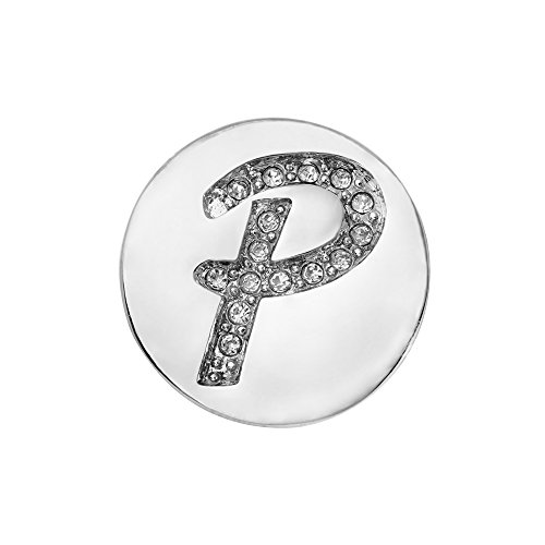 Quiges Damen Mini Click Button 12mm Versilbert Alphabet Buchstabe P mit Kristalle Zirkonia von Quiges