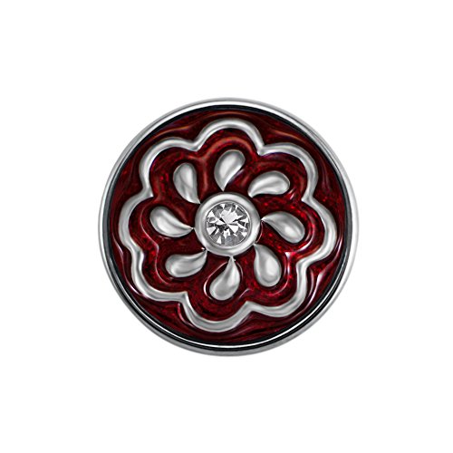 Quiges Damen Mini Click Button 12mm Versilbert Blume in Rot mit Weiße Kern Quiges Damen Mini Click Button 12mm Versilbert Blume in Rot mit Weiße Kern von Quiges