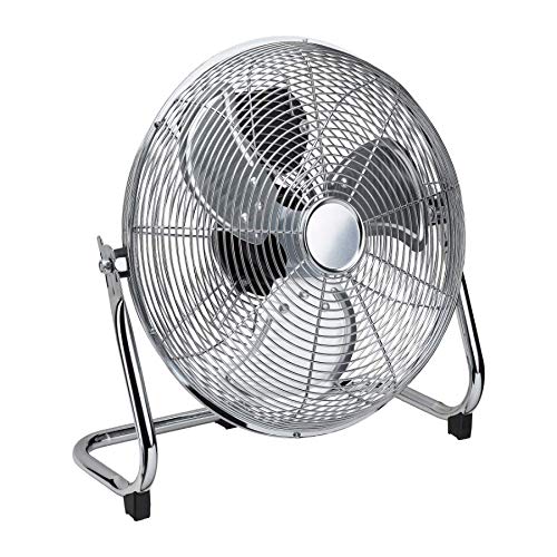 Retro Metall Ventilator / 3 Rotorblätter für optimale Luftzirkulation / 3 Luftstromgeschwindigkeiten/Ø: ca. 30 cm (Silber) von Quigg