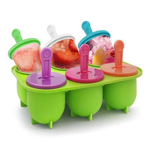 Quikobo Eisformen Silikon, Eis Am Stiel Formen, 6 Mulden Eisform mit 6 Stück Kunststoffstäbchen, Silikon Antihaftend DIY Amüsant Eis Form, BPA-Freie von Quikobo