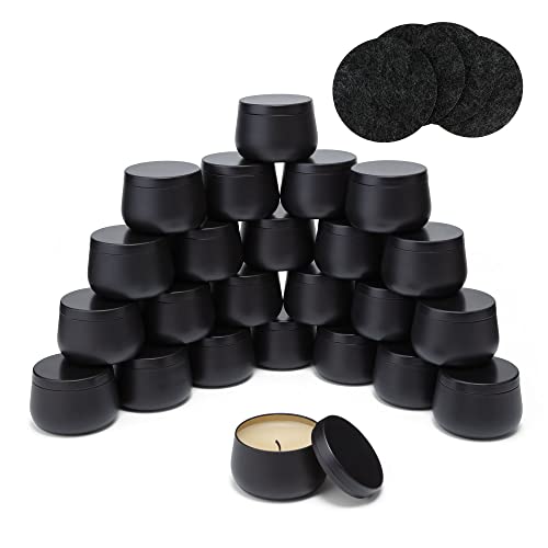 Quikobo Kerzendose 24 Stück (Schwarz), Kerzenbehälter, 150ml Leere Kerzenbehälter für Kerzen Selber Machen Set, Kerzengläser zur Kerzenherstellung oder Kerzenherstellung von Quikobo