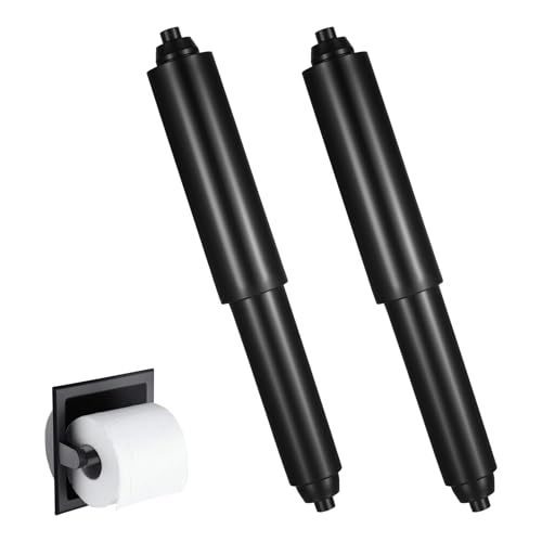2 Stück Toilettenpapierhalter,Toilettenpapierhalterrolle,Klorollenhalter,Federbelastet Ersatzrolle,Flexibler Ersatzhalter,für Badezimmer,Haushalt,Restaurant(Schwarz) von Quilax